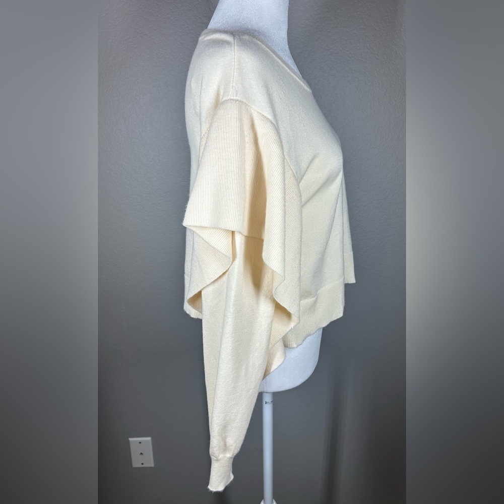 Zara Cream Side Ruffle Cropped Sweater Size M - Picture 5 of 12